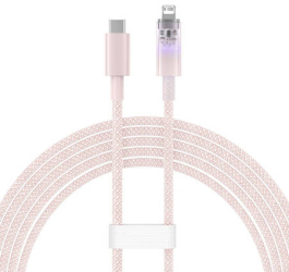 Cablu de incarcare rapida USB-a la seria Lightning Explorer 2m 20w culoarea roz 