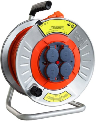 Prelungitor electric pe tambur metalic 4 prize monofazat 3 x 2.5 mmp Lungime 50 m IP44 