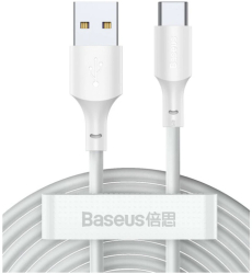 Cablu alimentare si date Baseus Simple Wisdom Fast Charging USB la USB Type-C 5A (2buc/set) 1.5m Alb 