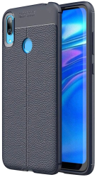 Husa Lemontti Litchi pentru Huawei Y7 2019 Albastru Inchis 