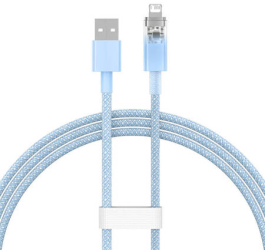 Cablu de incarcare rapida Explorer USB la Lightning 2.4a 1m albastru 