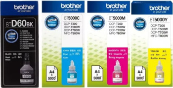 Set Flacon cerneala Brother Original BTD60BK Negru BT5000C Cyan BT5000M Magenta BT5000Y Galben 21500 pagini 