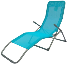 Sezlong OMC pliabil albastru otel/poliester 140 x 60 x 100 cm 