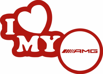 Sticker auto IMAGE I love my AMG rosu 23 x 17 cm 