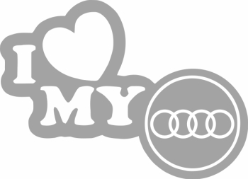Sticker auto IMAGE I love my AUDI argintiu 23 x 17 cm 