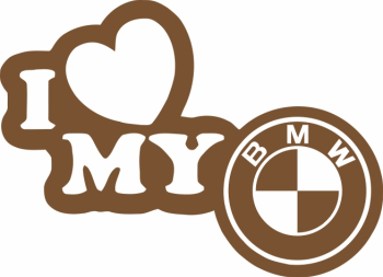 Sticker auto IMAGE I love my BMW cupru 23 x 17 cm 