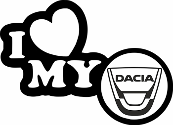 Sticker auto IMAGE I love my DACIA negru 23 x 17 cm 