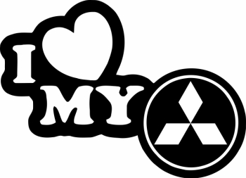 Sticker auto IMAGE I love my MITSUBISHI negru 23 x 17 cm 