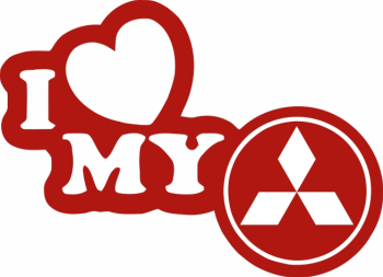 Sticker auto IMAGE I love my MITSUBISHI rosu 23 x 17 cm 