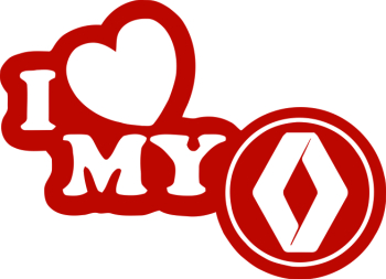 Sticker auto IMAGE I love my RENAULT rosu 23 x 17 cm 