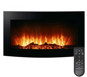 Semineu electric de perete Negru Telecomanda Incastrabil lumina efect flacara 1000/2000 W 