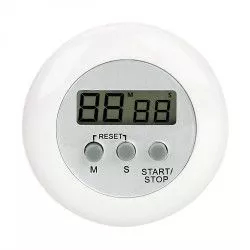 Timer pentru bucatarie afisaj LCD magentic diametru 6.5 cm alb 