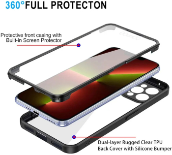 Husa iPhone 13 Pro Max 360 grade silicon TPU transparenta Negru 