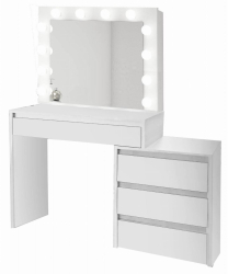 Masa de toaleta/machiaj alba cu oglinda si LED-uri 115x43x145 cm 
