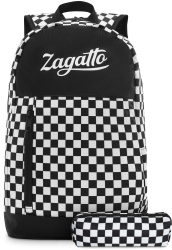 Rucsac scolar cu penar urban tabla de sah A4 Zagatto ZG701 