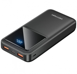 Acumulator extern Vention 20.000 mAh/74Wh 22.5W 2 x USB; 1 x USB Type-C 1 x Micro USB digital display pt. status baterie max. 3A Negru