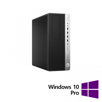 Calculator Refurbished HP EliteDesk 800 G3 Tower Intel Core i3-6100 3.70GHz 8GB DDR4 256GB SSD DVD-ROM + Windows 10 Pro 
