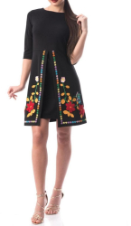 Rochie dama Flower imprimeu floral poliester negru S
