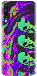 Husa din silicon compatibila cu Huawei Y6p - model Trippy Aliens 