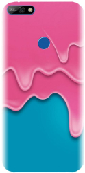 Husa din silicon compatibila cu Huawei Y7 2018 - model Pink Liquid Dripping 