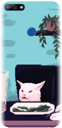 Husa din silicon compatibila cu Huawei Y7 2018 - model Pixel Art Cat Meme 