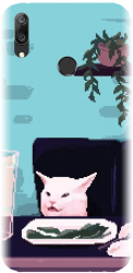 Husa din silicon compatibila cu Huawei Y7 Prime 2019 - model Pixel Art Cat Meme 
