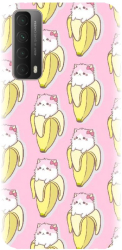 Husa din silicon compatibila cu Huawei Y7A - model Banana Cats