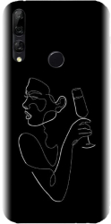 Husa din silicon compatibila cu Huawei Y9 2019 - model Line Art Champagne 