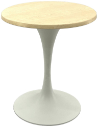 Masa bistro rotunda D60xh74cm Raki Maple blat werzalit si baza metalica alba 