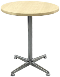 Masa de bistro rotunda D60xh74cm Raki Maple blat werzalit si picior metalic cromat 