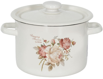 Oala emailata 4 5l cu capac RAKI ROSE AMAZING FLOWER otel carbon 
