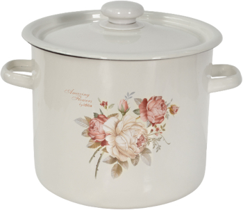 Oala emailata Rose Amazing Flower cu capac 7L otel carbon 
