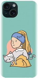 Husa din silicon compatibila cu Apple iPhone 15 Plus - model Girl With A Pearl Earring 