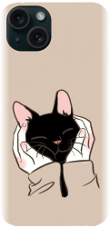 Husa din silicon compatibila cu Apple iPhone 15 Plus - model Th Black Cat In Hands 