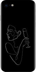 Husa din silicon compatibila cu Apple iPhone SE 2022 - model Line Art Champagne 