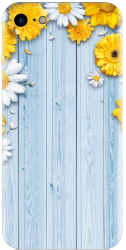 Husa din silicon compatibila cu Apple iPhone SE 2022 - model Sunflower On Blue Wood