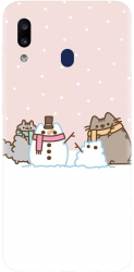 Husa din silicon compatibila cu Samsung Galaxy A20 - model Cat And Snowman 