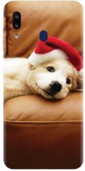 Husa din silicon compatibila cu Samsung Galaxy A20 - model Christmas Puppy 