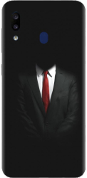 Husa din silicon compatibila cu Samsung Galaxy A20 - model Mystery Man In Suit 