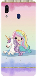 Husa din silicon compatibila cu Samsung Galaxy A20 - model Sirena si unicornul 