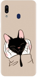 Husa din silicon compatibila cu Samsung Galaxy A20 - model Th Black Cat In Hands 