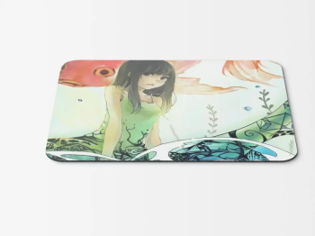 Mouse Pad Anime Girl And Koi Fish - 21.5 X 27 X 0.3cm 