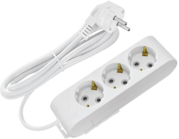 Prelungitor 3 locasuri Lungime 3 m Alb Schuko IP20 