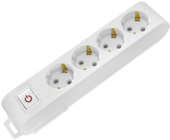 Prelungitor 4 locasuri Alb fara cablu Schuko IP20 Intrerupator 
