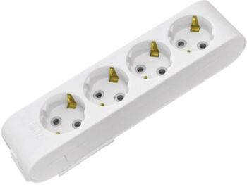 Prelungitor 4 locasuri Alb fara cablu Schuko IP20 
