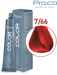 Vopsea de par profesionala PRO.COLOR 100 ml - Pro.Co - 7/66 ROSU FERRARI 