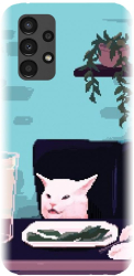 Husa din silicon compatibila cu Samsung Galaxy A32 5G / A32 EE 5G - model Pixel Art Cat Meme 