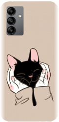 Husa din silicon compatibila cu Samsung Galaxy A34 5g - model Th Black Cat In Hands 