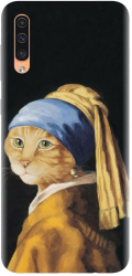 Husa din silicon compatibila cu Samsung Galaxy A50S - model Cat With A Pearl Earring 
