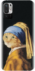 Husa din silicon compatibila cu Xiaomi Redmi Note 10 5G - model Cat With A Pearl Earring 